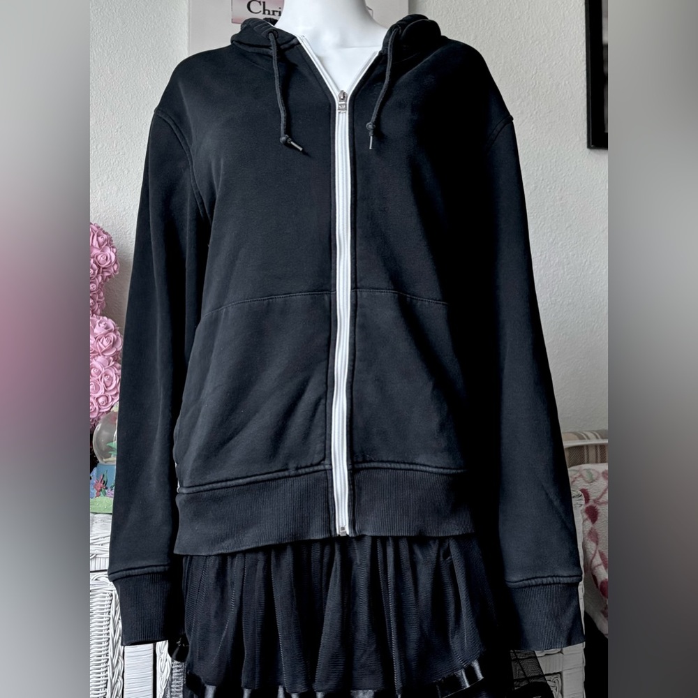 Michael Kors Hoodie sweatshirt Full Zipper Ribbed Cuffs & Hem in Black Size XL